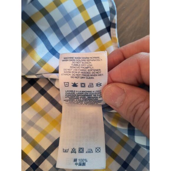 Lands End Button Down Shirt Men's L/T 16-16.5 Traditional Fit Check Long Sleeve - Picture 13 of 15